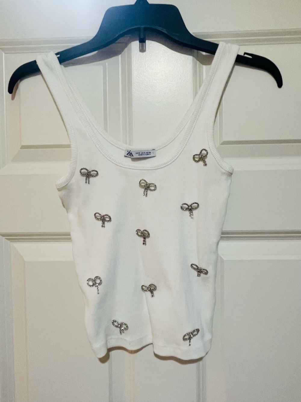 Zara White Embellished Tank Top